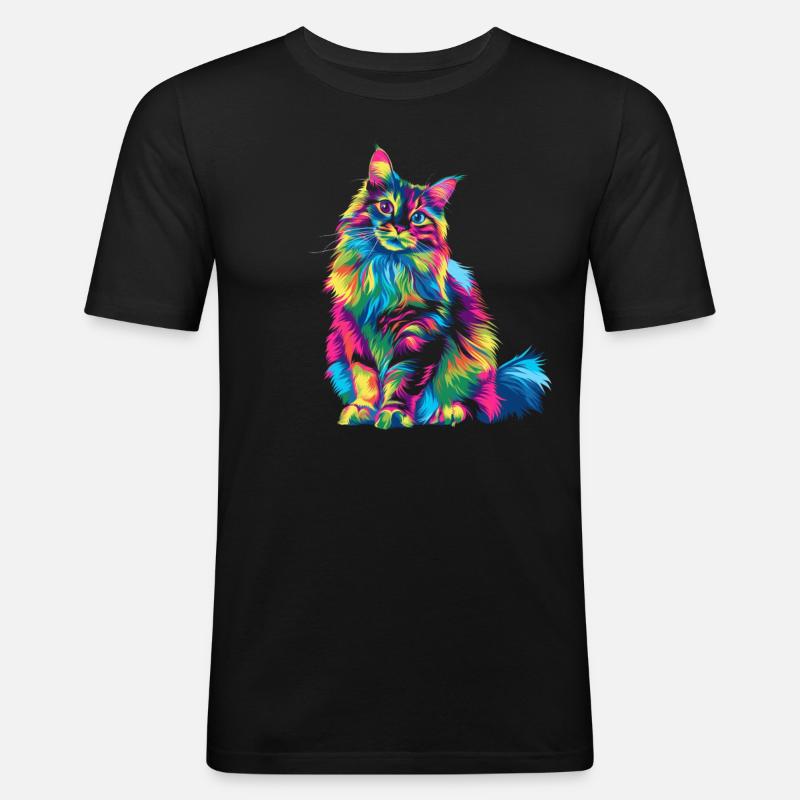 Ragdoll Katze Popart - Männer Slim Fit T-Shirt - Schwarz