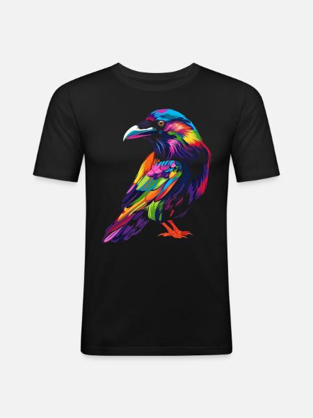 Raven Crow Bird Popart - Men's Slim Fit T-Shirt - black