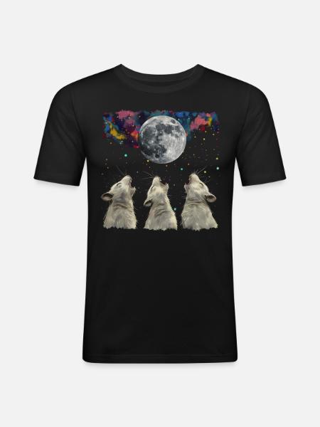 Chinchilla Pet Howling Moon - Men's Slim Fit T-Shirt - black