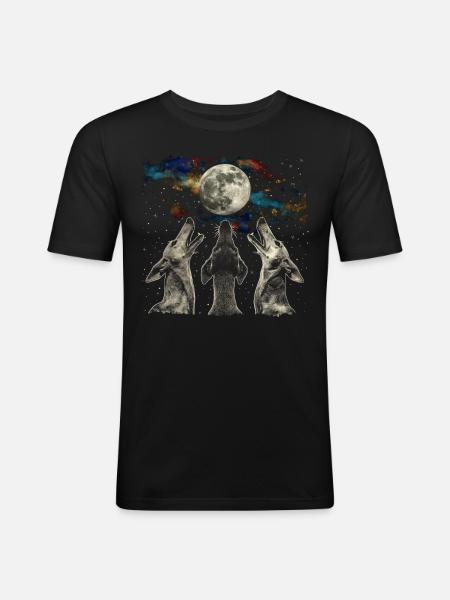 Greyhound Dog Howling Moon - Men's Slim Fit T-Shirt - black