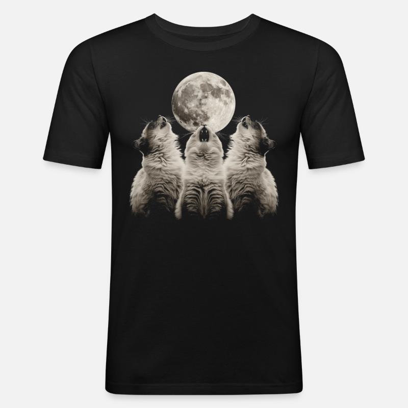 Himalayakatze Heulender Mond - Männer Slim Fit T-Shirt - Schwarz