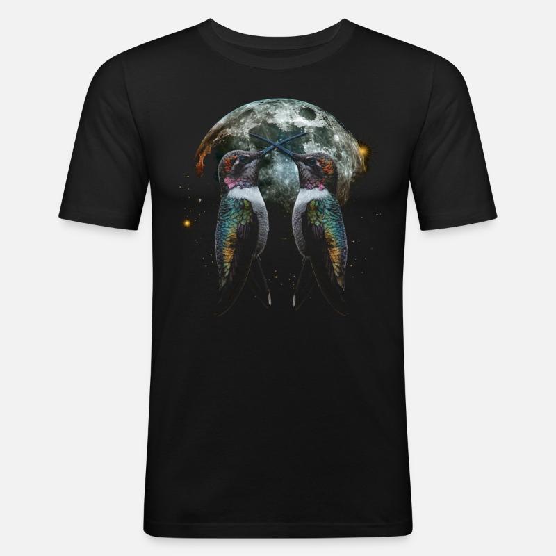 Kolibri Vogel Heulender Mond - Männer Slim Fit T-Shirt - Schwarz