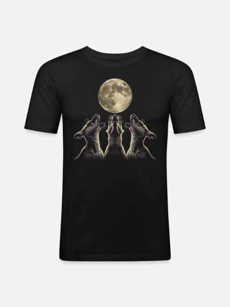 Kangaroo Australia Howling Moon - Men's Slim Fit T-Shirt - black