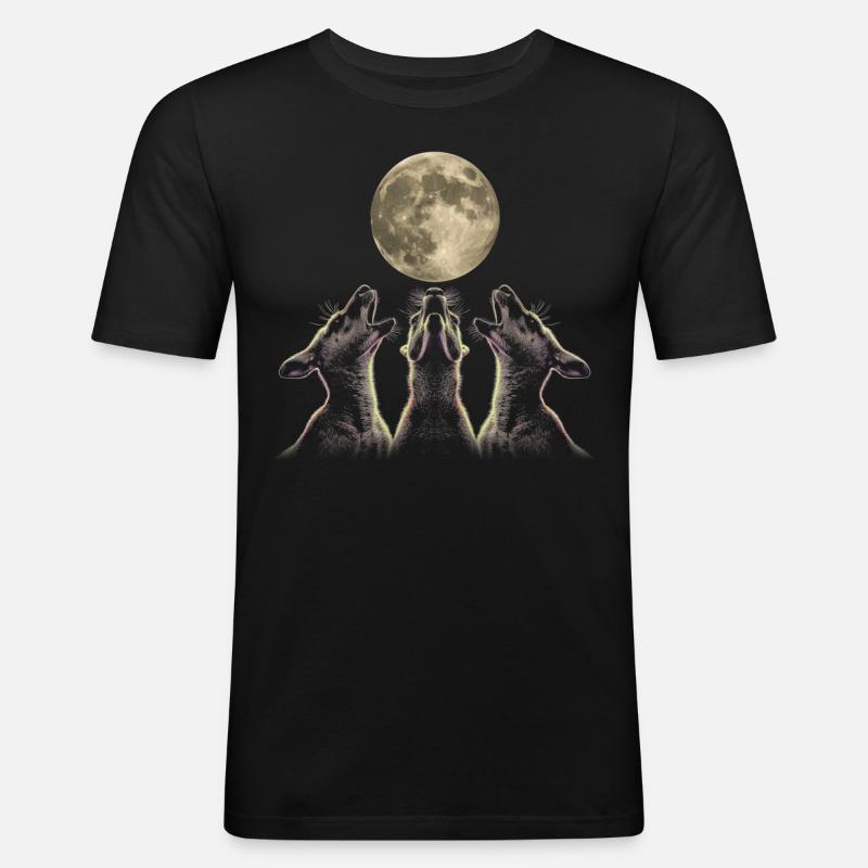 Känguru Australien Heulender Mond - Männer Slim Fit T-Shirt - Schwarz