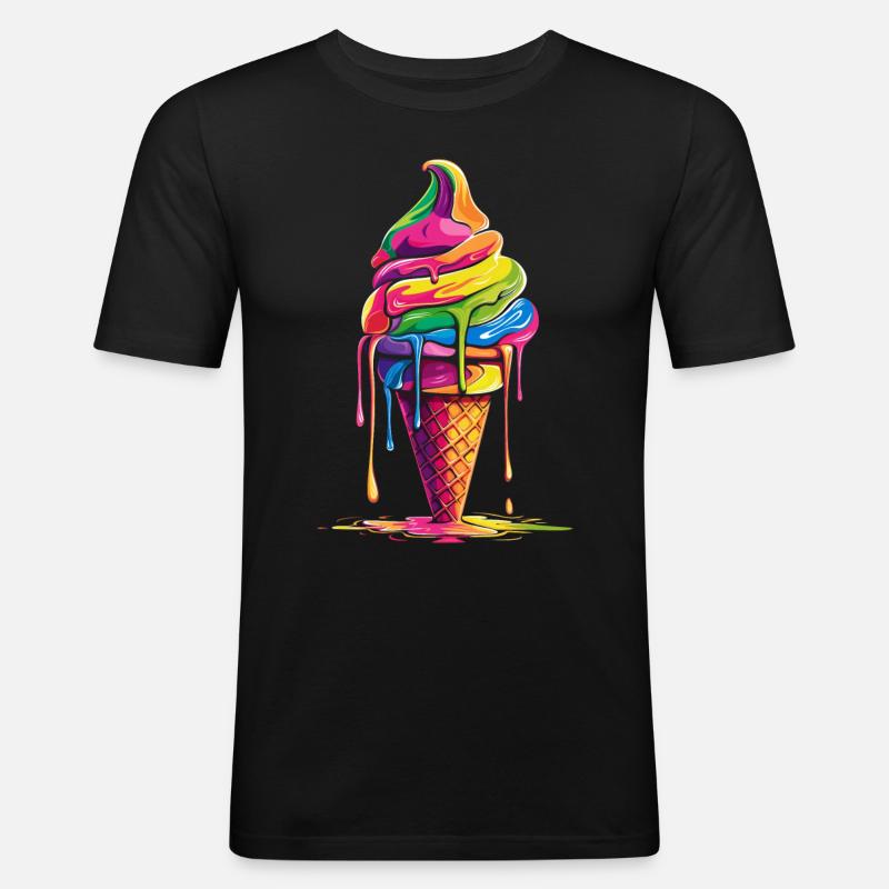 Eiscreme-Tüte Popart - Männer Slim Fit T-Shirt - Schwarz