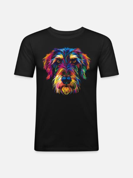 Irish Wolfhound Dog Popart - Men's Slim Fit T-Shirt - black