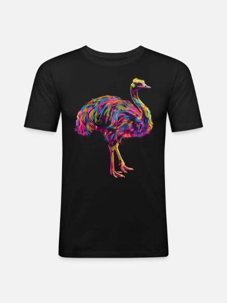 Ostrich Animal Popart - Men's Slim Fit T-Shirt - black
