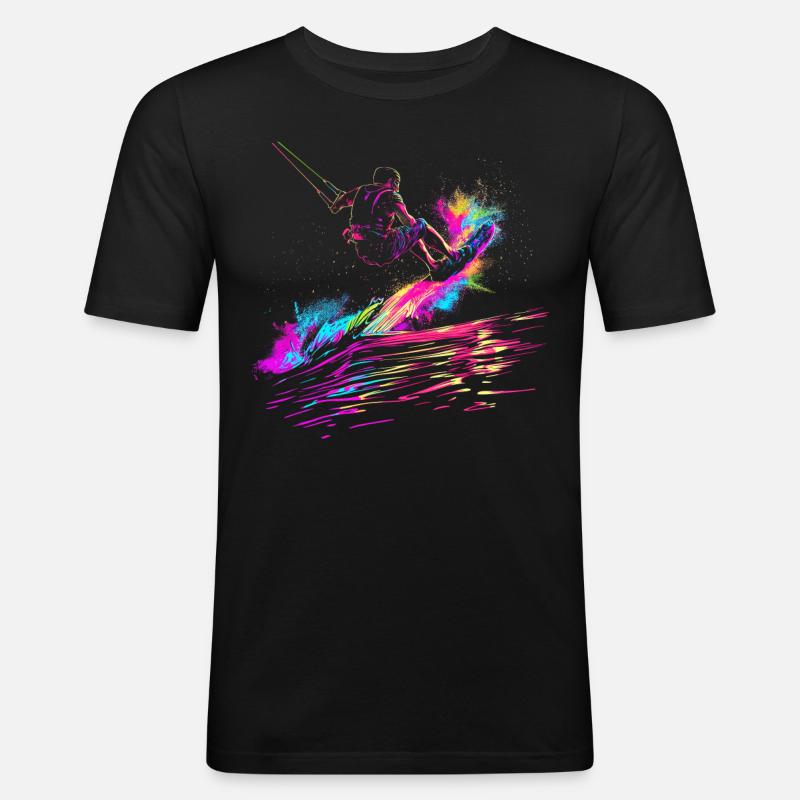 Wakeboarding Wakeboard Wakeboarder Popart - Men's Slim Fit T-Shirt - black