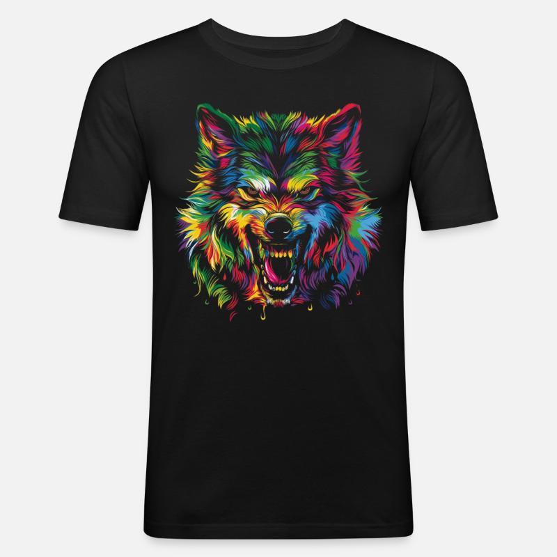 Werwolf Wolf Popart - Männer Slim Fit T-Shirt - Schwarz