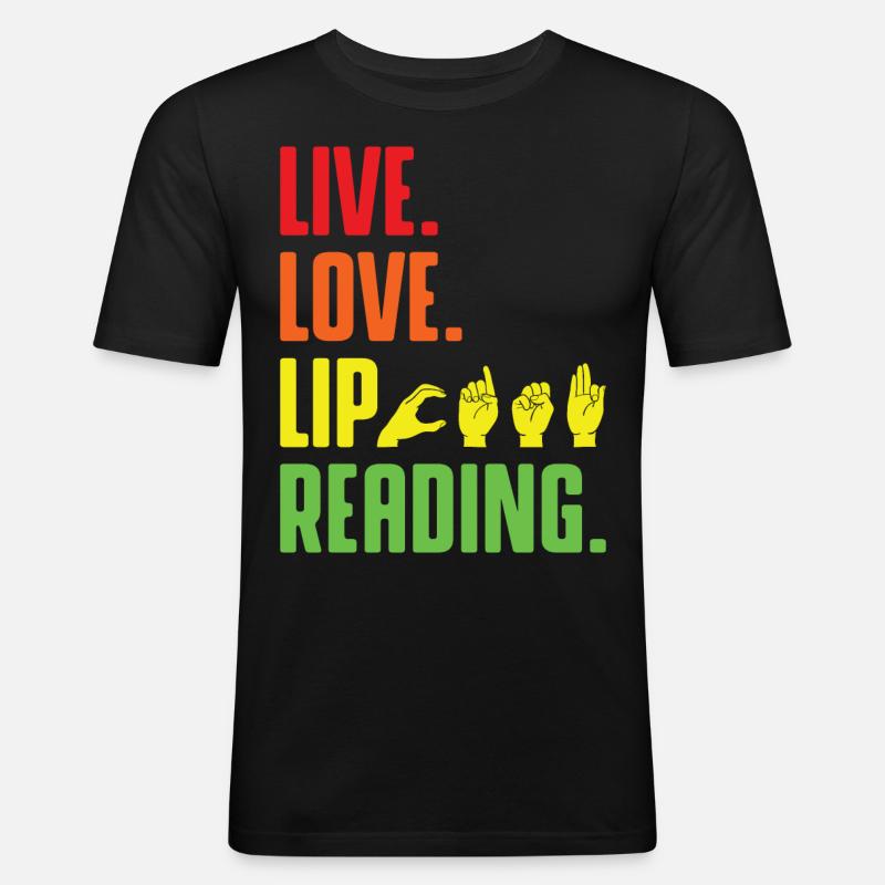 Deaf Pride ASL Gebärdensprache - Männer Slim Fit T-Shirt - Schwarz