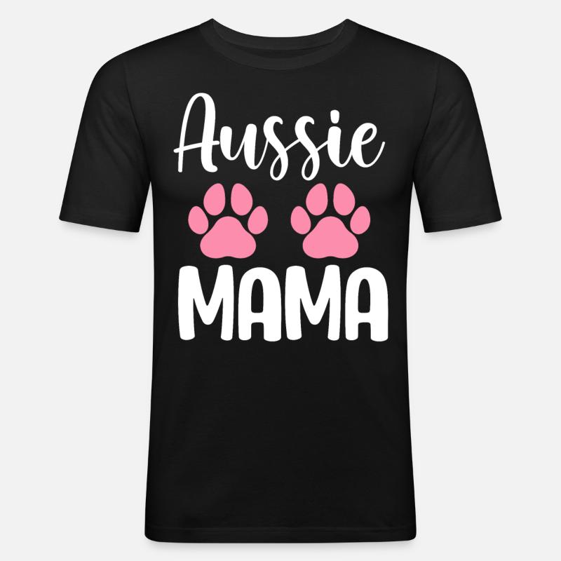 Australian Shepherd Mama Aussie Mama - Männer Slim Fit T-Shirt - Schwarz