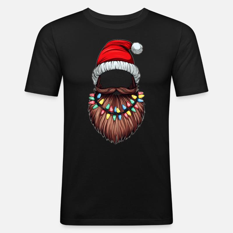 Beard Bearded Christmas Hat - Men's Slim Fit T-Shirt - black