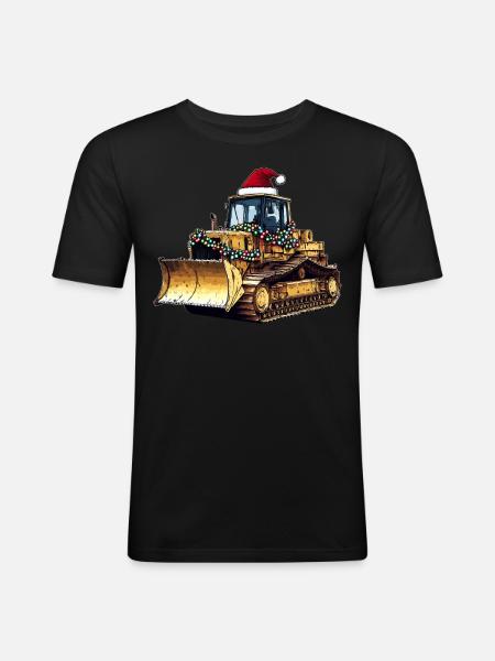 Bulldozer Christmas Hat Xmas - Men's Slim Fit T-Shirt - black