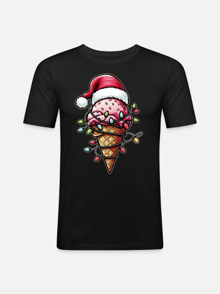Icicle Santa Hat Xmas - Men's Slim Fit T-Shirt - black