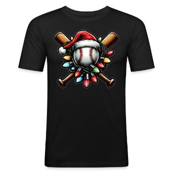 Joueur de softball Raquette Ball - T-shirt près du corps Homme - noir - Devant - Nik (191cm)