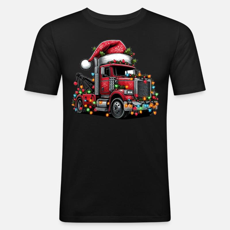 Abschlepper Abschleppwagen Abschleppen Weihnachten - Männer Slim Fit T-Shirt - Schwarz