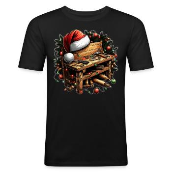 Menuisier Menuiserie Menuiserie Noël - T-shirt près du corps Homme - noir - Devant - Nik (191cm)