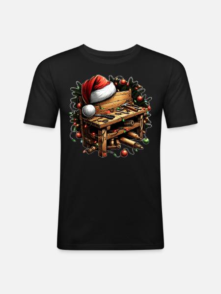 Menuisier Menuiserie Menuiserie Noël - T-shirt près du corps Homme - noir