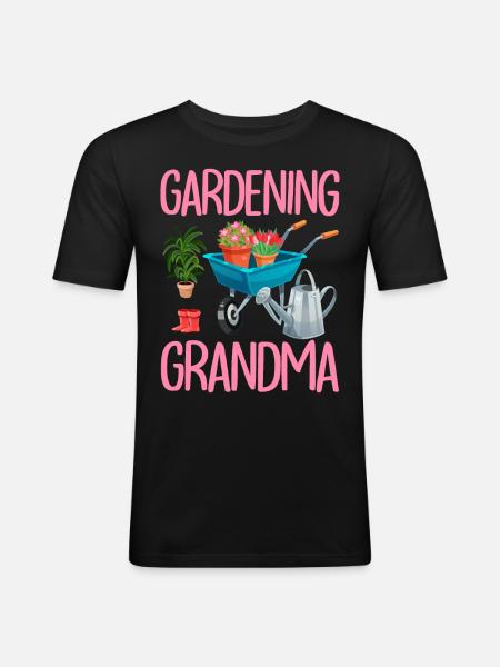 Gardening Grandma Gardener Woman Plant Lover - Men's Slim Fit T-Shirt - black