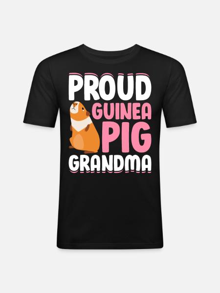 Fière grand-mère cochon d’Inde - T-shirt près du corps Homme - noir