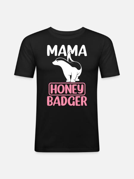 Mama Honigdachs - Männer Slim Fit T-Shirt - Schwarz