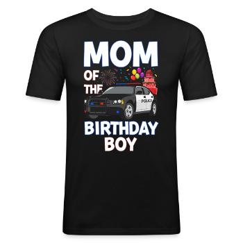 Mama Geburtstag Junge Polizist Strafverfolgung - Männer Slim Fit T-Shirt - Schwarz - Vorne - Nik (191cm)