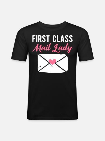 First Class Mail Lady Postangestellte - Männer Slim Fit T-Shirt - Schwarz