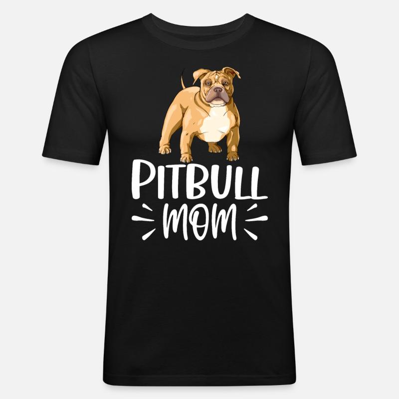 Pitbull Mama Pitbull Mama Hund - Männer Slim Fit T-Shirt - Schwarz