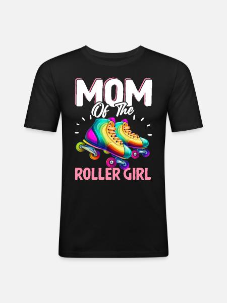 Mutter des Rollermädchens Rollschuhlaufen Roller - Männer Slim Fit T-Shirt - Schwarz