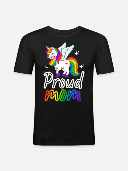 Stolt mamma hbtq pride jämlikhet regnbågsflagga - Slim Fit T-shirt herr - svart