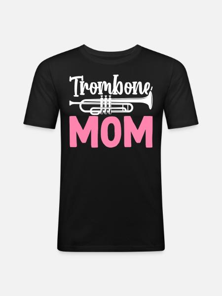 Puzon Mama Puzonista Jazz Muzyka Mama - Obcisła koszulka męska - czarny