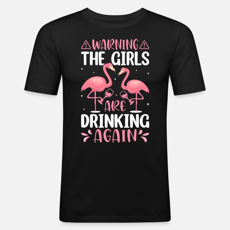 Weintrinkende Trinker Weinglas-Mädchen trinken - Männer Slim Fit T-Shirt - Schwarz