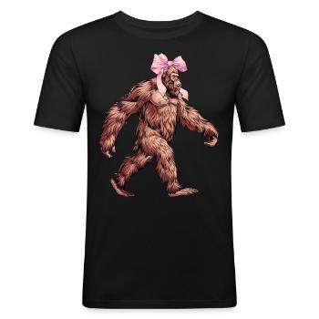 Coquette Bogen Bigfoot Sasquatch Yeti Rosa - Männer Slim Fit T-Shirt - Schwarz - Vorne - Nik (191cm)