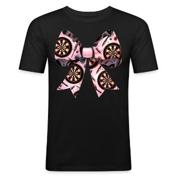 Coquette Bogen Darts Spieler Dartscheibe Muster - Männer Slim Fit T-Shirt - Schwarz - Vorne - Nik (191cm)
