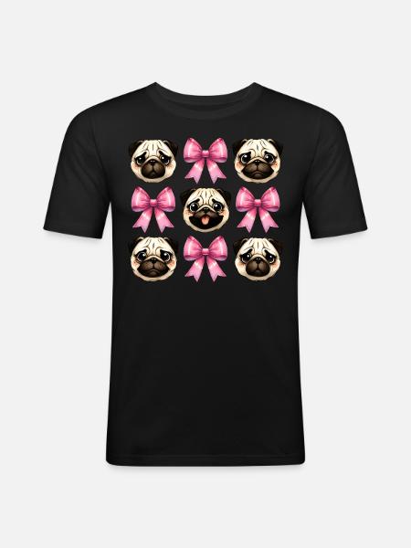 kokett rosett mops hund mamma rosa rosett mamma - Slim Fit T-shirt herr - svart