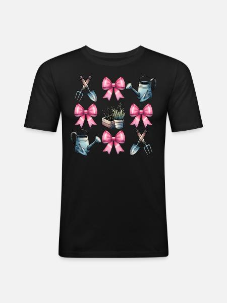 Coquette Bow Gardening Gardener Tools - Men's Slim Fit T-Shirt - black