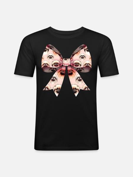 Coquette Schleife Pekingese Hundemutter Muster - Männer Slim Fit T-Shirt - Schwarz