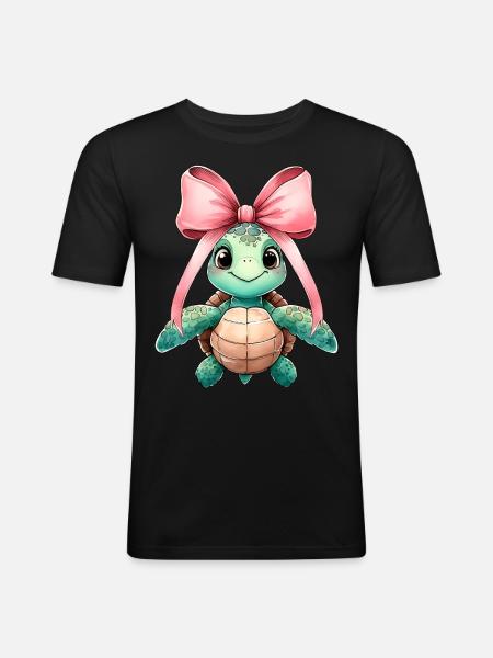 Coquette Bow Turtle Sea Turtle - Men's Slim Fit T-Shirt - black