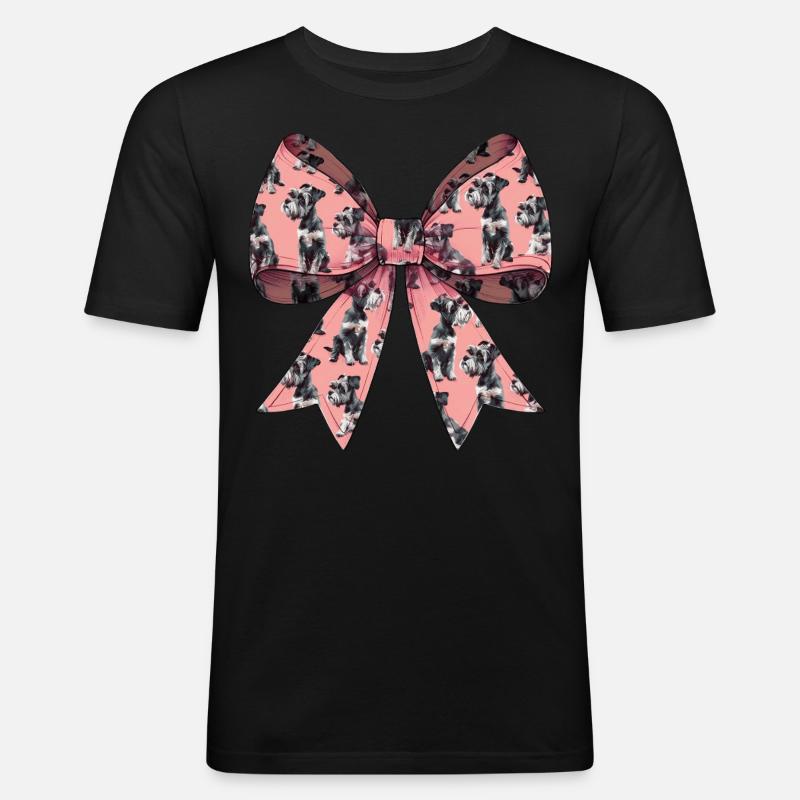 Coquette Schleife Schnauzer Hundemutter Muster - Männer Slim Fit T-Shirt - Schwarz
