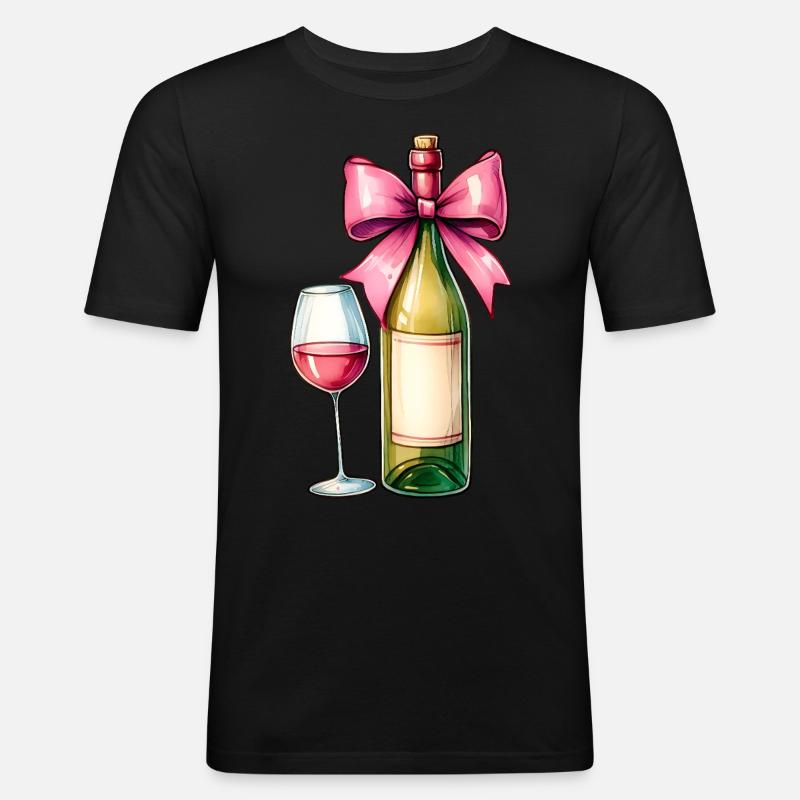 Coquette Bow Weintrinker Rosa - Männer Slim Fit T-Shirt - Schwarz