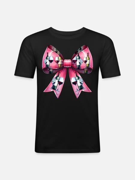 Coquette Bow Wine Drinker Pink - Men's Slim Fit T-Shirt - black