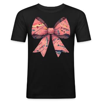 Coquette Bogen Angeln Fischerei Fisch rosa - Männer Slim Fit T-Shirt - Schwarz - Vorne - Nik (191cm)
