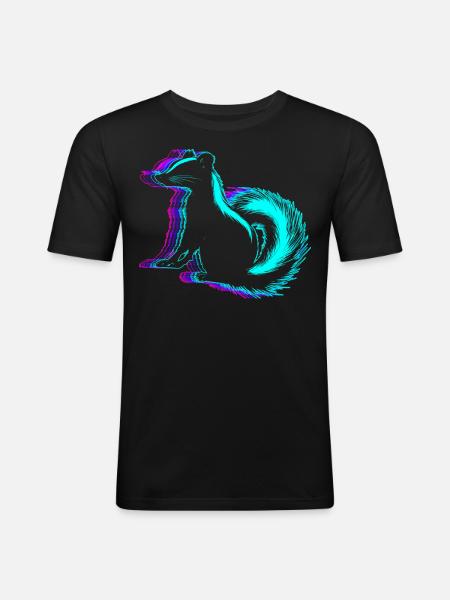 Retro Skunk Animal Vaporwave - Men's Slim Fit T-Shirt - black