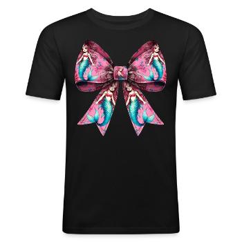 Coquette noeud Sirène Fille Ruban Rose - T-shirt près du corps Homme - noir - Devant - Nik (191cm)