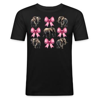 Coquette Bogen Elefant Mädchen Mama Muttertag rosa - Männer Slim Fit T-Shirt - Schwarz - Vorne - Nik (191cm)