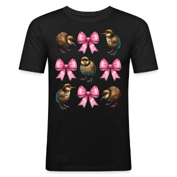 Coquette Bogen Kiwi Vogel Mama Muttertag rosa - Männer Slim Fit T-Shirt - Schwarz - Vorne - Nik (191cm)