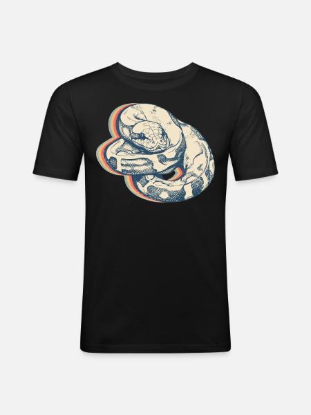 Kugelpython Schlange Retro Line Art - Männer Slim Fit T-Shirt - Schwarz