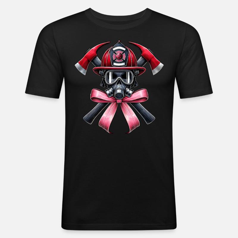 Coquette Bow Firefighter Firefighter Mom - Men's Slim Fit T-Shirt - black