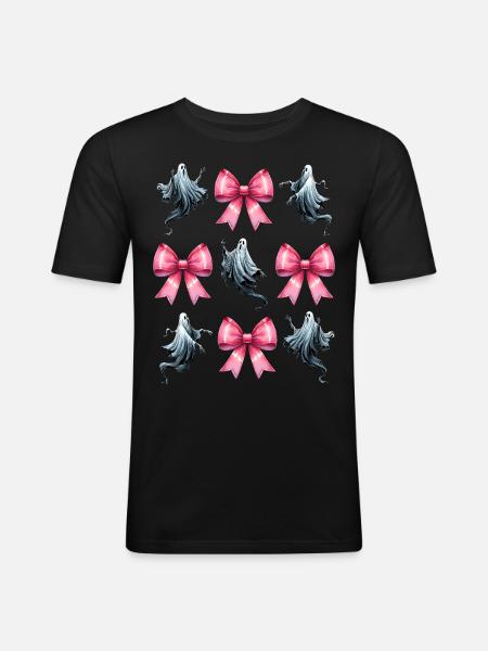 Coquettish Bow Ghost Ghost Spooky - Men's Slim Fit T-Shirt - black