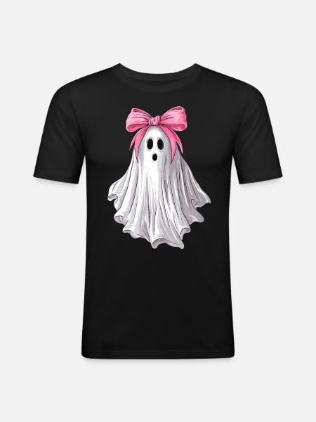 Coquettish Bow Ghost Ghost Spooky - Men's Slim Fit T-Shirt - black